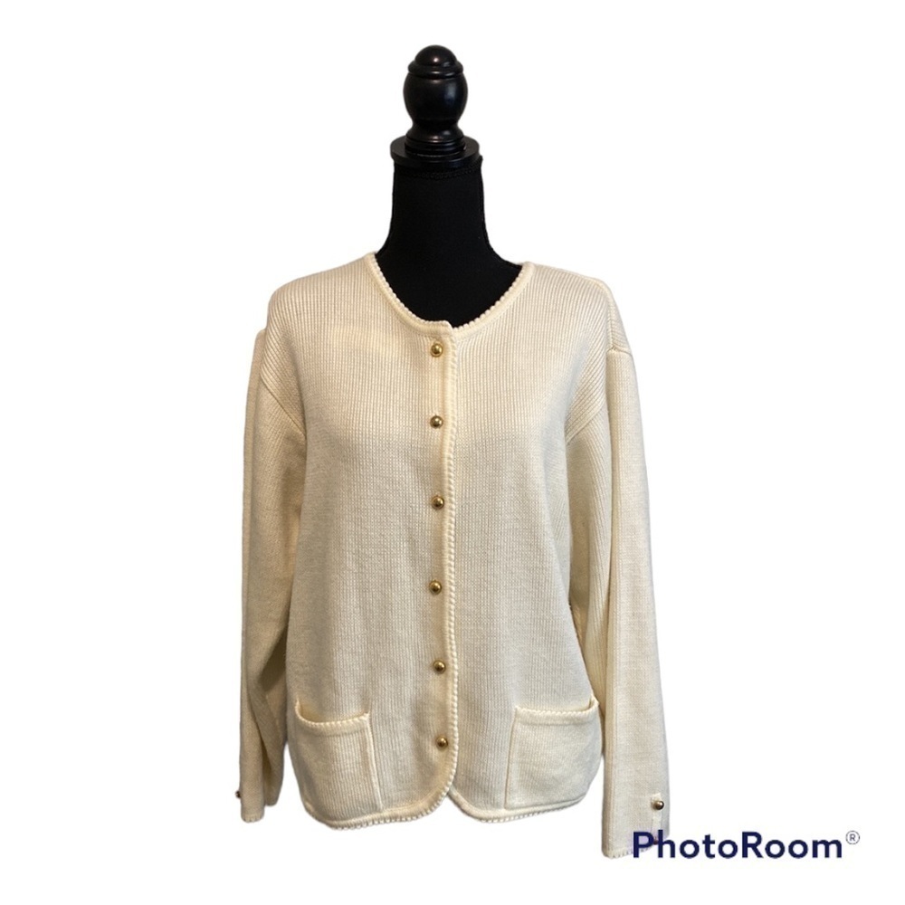 Karen Scott Cream Button Up Sweater / Cardigan | Size Large.         #4